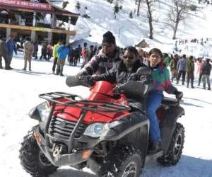 Traffic jams on the roads of snow