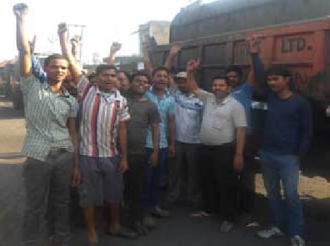 The angry villagers demonstrating pollution
