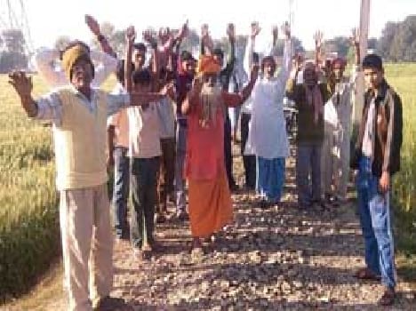 Rural road in protest land acquisition