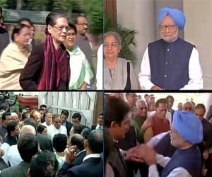 Congress top leaders marched support on Manmohan Singh.