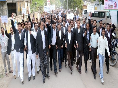 Lawyers march out , shouting , Pradrshna