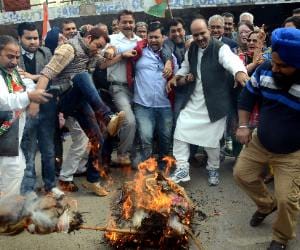 protest against bjp pdp govt