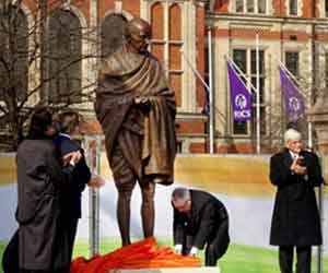 Gandhi's statue in front of the British Parliament