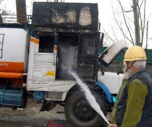 oil tanker ablaze, driver dies