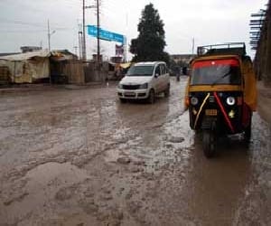 Pits on the road or street potholes