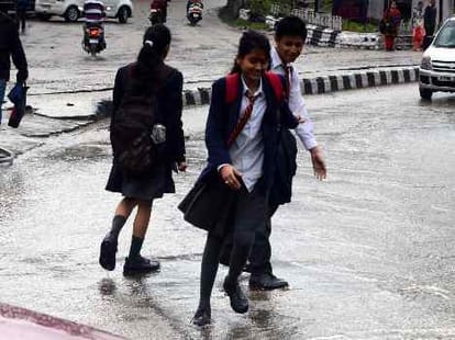rain after a thundering and lightening storm that started last night in jammu