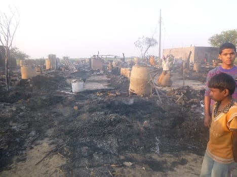 150 families homeless , property worth millions of ash