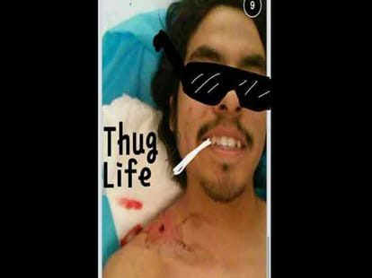 man kgot shot and took a selfie
