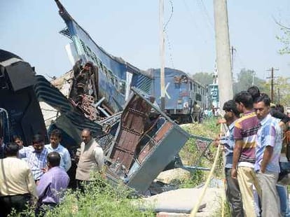 Railway officers investigate the reason behind train accident.