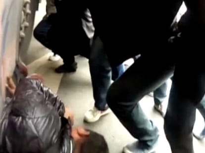 people uplifted bus to save man
