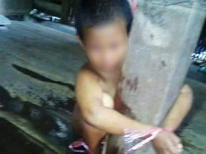 woman punished boy as he stole candy