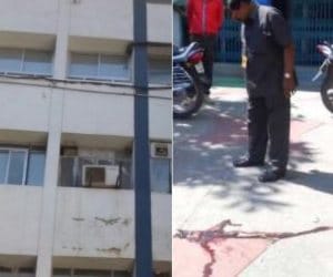 girl student fell from floor in navratri puja.