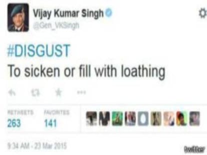tweets reaction on vk singh about pakistan diwas