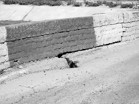 Broken canal bridge railing , fear of accident
