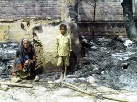 Two huts burnt by fire
