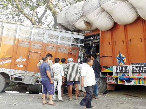 He went two trucks on the highway , five injured