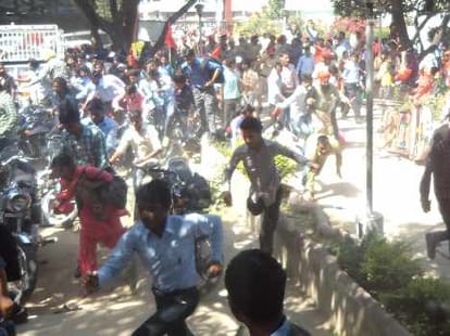 police lathicharge on students in punjab