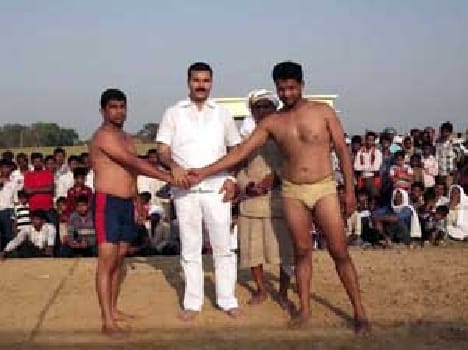 MLC Shyamnarayn Singh inaugurated wrestling competition.