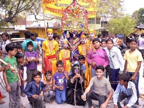 Out of fanfare Durga procession