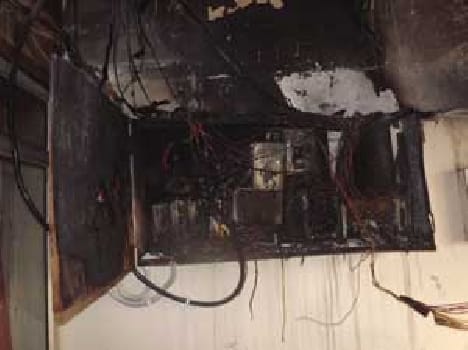 Short circuit, fire in the bank