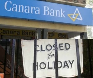 bank closed for a week due to holidays.
