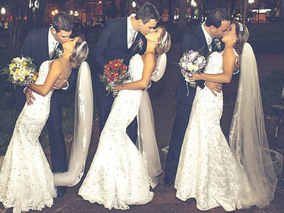 triplet bride confuse grooms