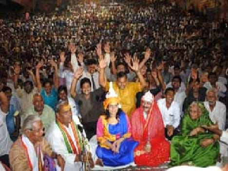 People participate in Mahamurkh kavi mela at RP ghat