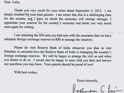 small girl wrote a letter to raghuram rajan