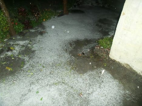 Hail lashed