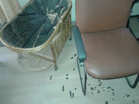 Demolition of CMO office, throwing papers