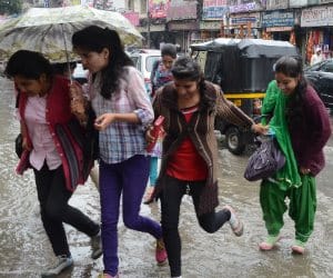 rain after a thundering and lightening storm that started last night in jammu