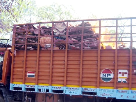 Packed in cardboard moving fire in DCM