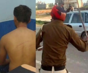 shameful act of punjab police, young man beaten at police station
