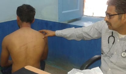 shameful act of punjab police, young man beaten at police station