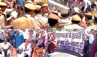  BJP demonstration before kejriwal residence in delhi 
