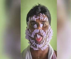 man who claims to stick 550 needles on face