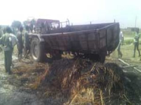 Including 100 tractor trolley load of wheat burnt