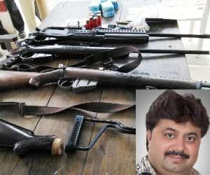 arms seized from bsp leader deepak yadav's farm house