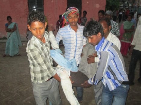 In procession to the young man beaten