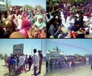 lathicharge in kashmir, over illegal construction at jhelum dam
