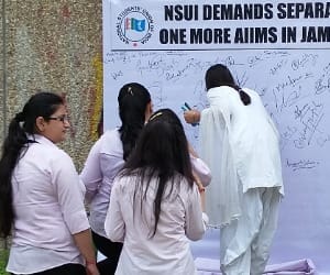 nsui signature camoaing for saperate aiims in jammu