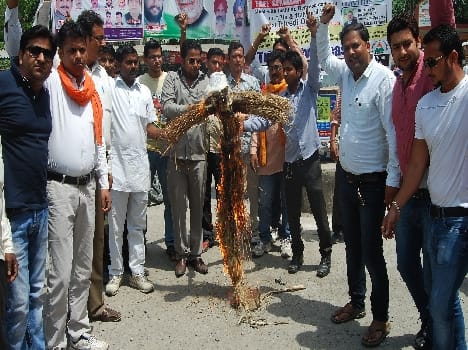 He blew the effigy of BJP members