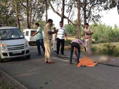 brutal and bloody accident in yamunanagar, woman killed