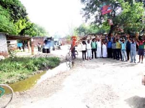 Road construction work stopped