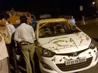 An accident in Hazratganj in Lucknow.