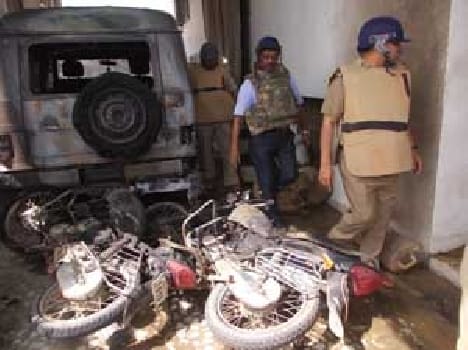 Hospital ambulance, bike set fire