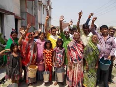 Angry people starved of water bursting