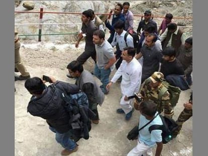 rahul gandhi on kedarnath way, reahed linchauli.
