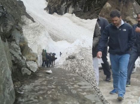 rahul gandhi on tough route of kedarnath dham.