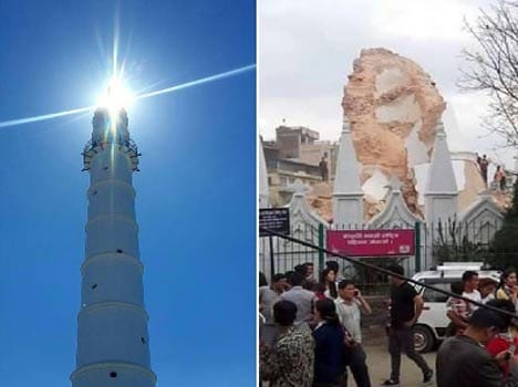 earthquake in nepal, dharahara building collapsed
